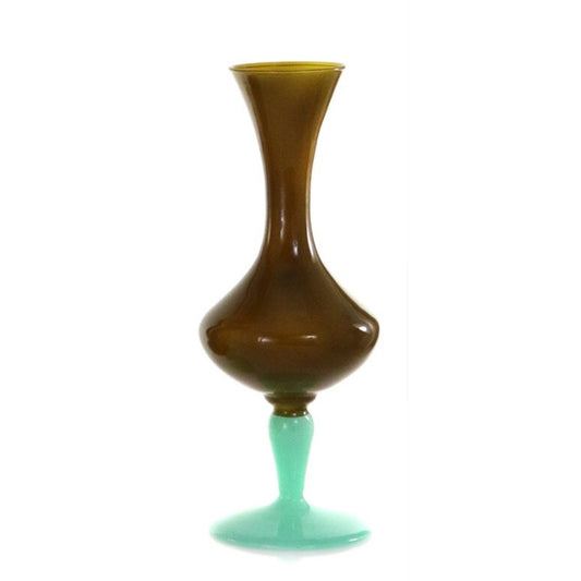 Colored Glass Vase - Moss & Aqua 9" - Shape B
