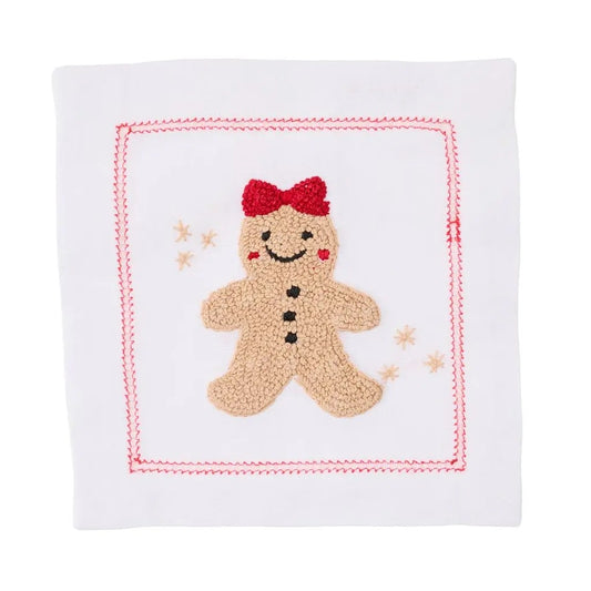 DBR Gingerbread Embroidered Cocktail Napkin Set/4 - Girl