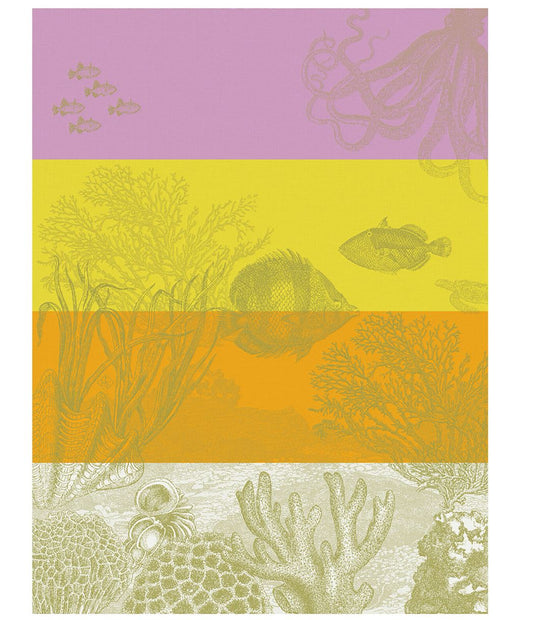 Sous L'Ocean Tea Towel - Yellow - 24 x 31