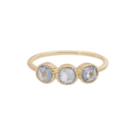 JKD R - Aria Triple Blue Sapphire Ring; 14kt YG; 7