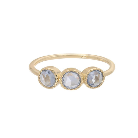 JKD R - Aria Triple Blue Sapphire Ring; 14kt YG; 7
