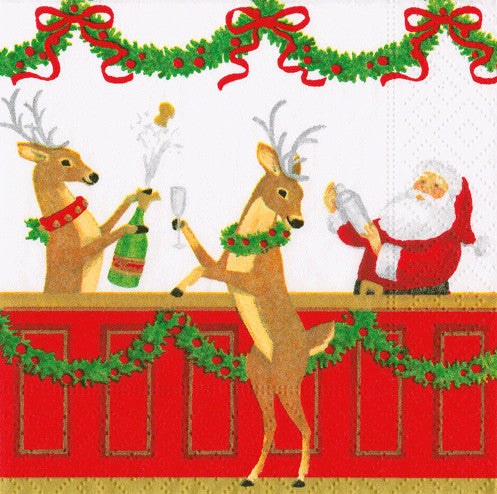 Santa'S Bar Cocktail Napkin 12pk