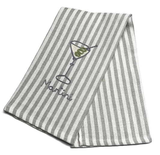 Embroidered Martini Gray Pomelo Kitchen Towel