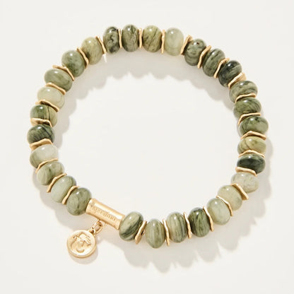 SPT B Stone Stretch Bracelet - Silver Leaf Jasper