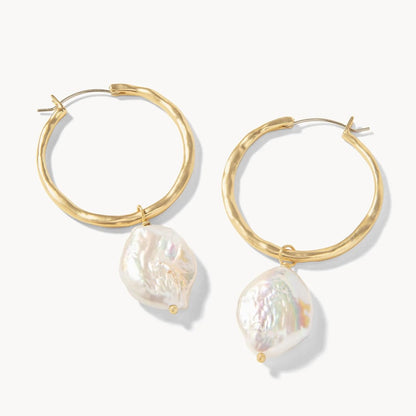 SPT E Pearl Drop Hoop Earrings