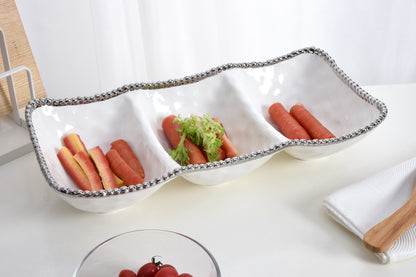 PPB Silver Salerno - Deep 3-Section Serving Piece (2564W)