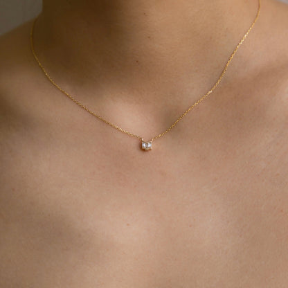 JKD N - Diamond Baguette Step Necklace; 14kt YG