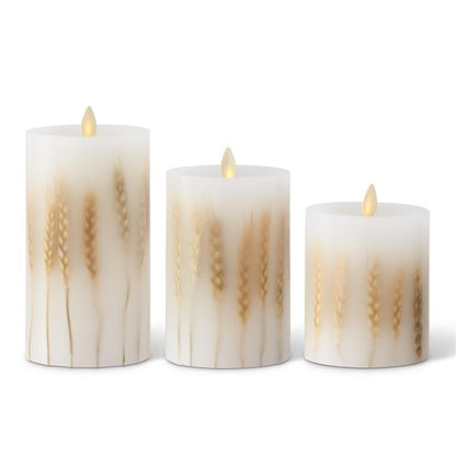 KKI White Wax Wheat Luminara Indoor Pillar - 5.5"
