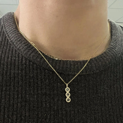 JKD N - 3 Rose Cut Diamond Mazurka Necklace; 14kt YG