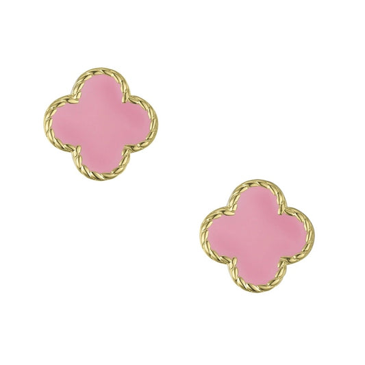 LYN Four Leaf Clover Stud Earrings - Pink (3121E-PK)