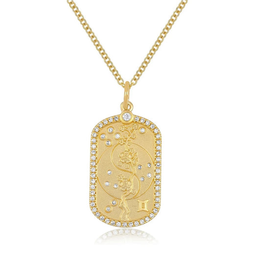 EFC N Diamond Zodiac Necklace - 14KTYG -  Gemini