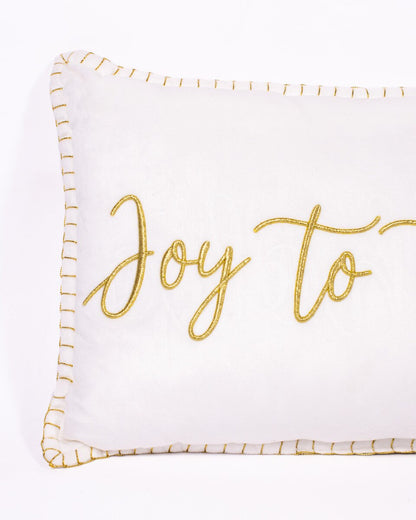 Joy To The World Embroidered Pillow