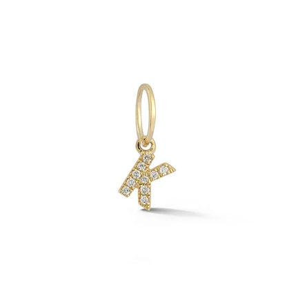 Pave Diamond & 14kt Yellow Gold Initial Charm