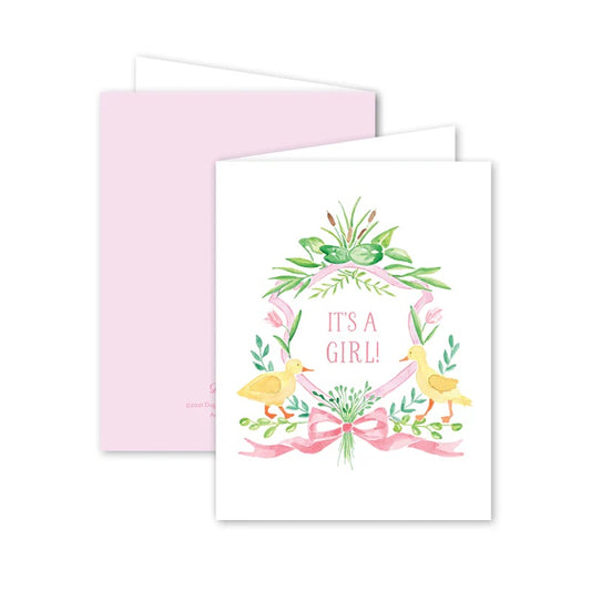 Little Duckling in Pink - Single Blank Card