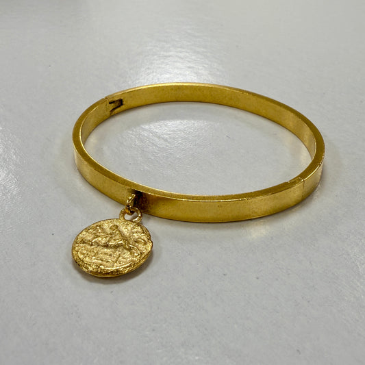 GDS Bracelet - Hinged Bangle with Horse Coin Charm