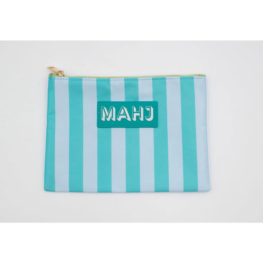 MFM Premium Mahjong Card & Accessory Bag - Green & Blue Stripes