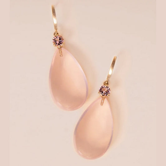 EFJ E - OOAK Drops in Tourmaline & Rose Quartz, 18ktYG