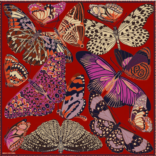 IIE Scarf Etole 130 - Papillions - Red