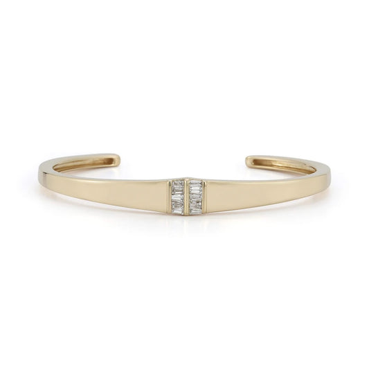 DRD B - Sadie Pearl Tapered Baguette Cuff (6)  .29 tcw 14KYG