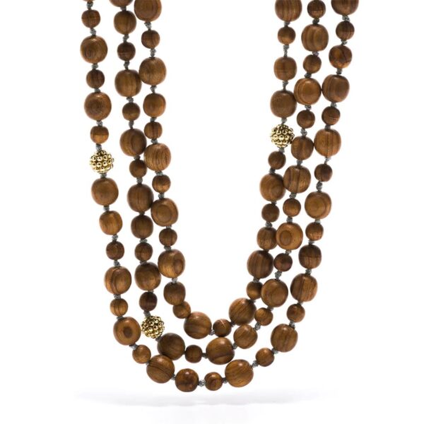 CDW N Earth Goddess - Teak Bead Multi Strand Necklace