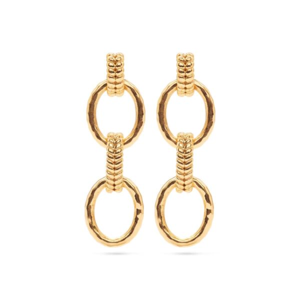 CDW E Cleopatra - Regal Double Link Earrings in Gold