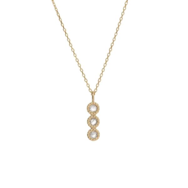 JKD N - 3 Rose Cut Diamond Mazurka Necklace; 14kt YG