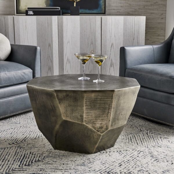 UTM Cathenna Antiqued Nickle Coffee Table 28x18x24