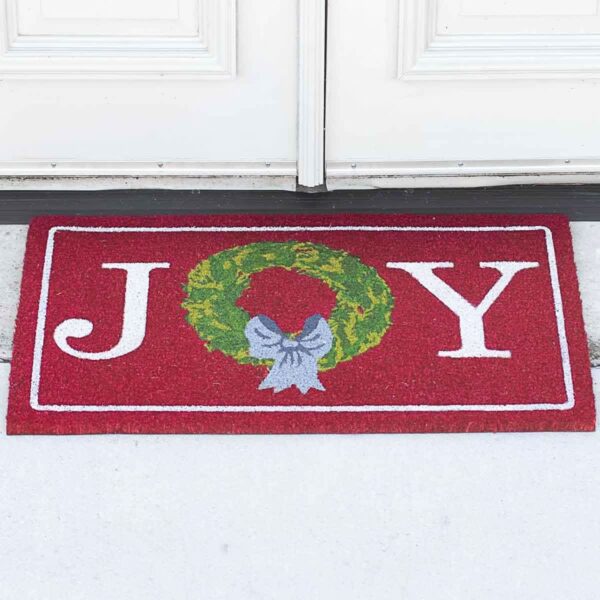 TRS Grand Joy Wreath Coir Doormat Red/White/Green 30x18