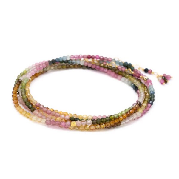 ASJ W - Watermelon Tourmaline Wrap Bracelet/Necklace 34"