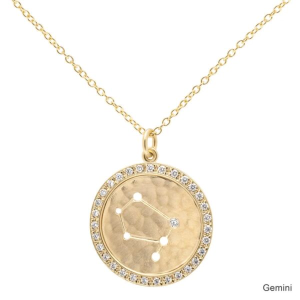 ASJ N - Pave Halo Celestial Sign Necklace - Gemini